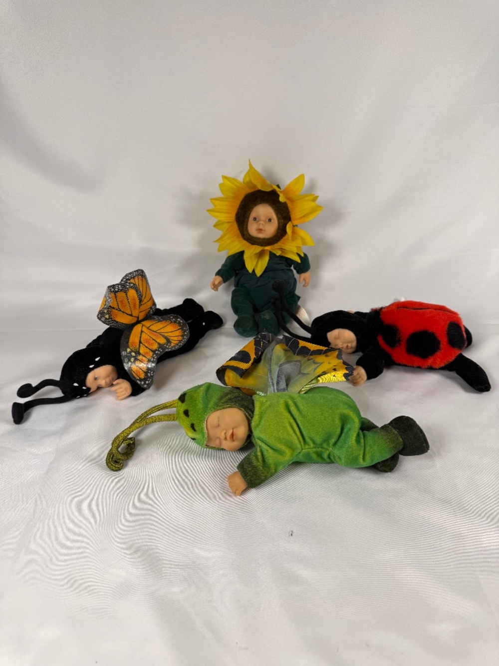 Vintage Anne Geddes Baby Doll Lot Butterfly Ladybug Sunflower